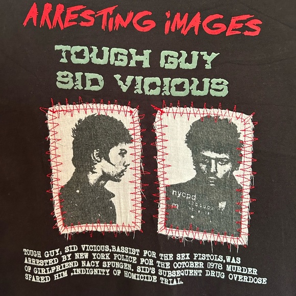 Rare Vintage Sid Vicious The Sex Pistols Graphic T-Shirt Size XL Punk Mugshot - Picture 2 of 10